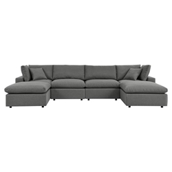 Commix 6-Piece Outdoor Patio Sectional Sofa - Charcoal 