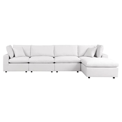 Commix 5-Piece Outdoor Patio Sectional Sofa - White - Style C 