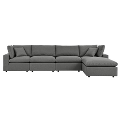 Commix 5-Piece Outdoor Patio Sectional Sofa - Charcoal - Style C 