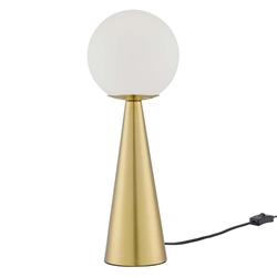 Apex Glass Globe Glass Table Lamp - White Satin Brass 
