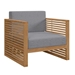 Carlsbad Teak Wood Outdoor Patio Armchair - Natural Gray - MOD11120