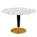 Zinque 47" Round Terrazzo Dining Table - Gold White - MOD11167