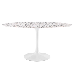 Lippa 60" Oval Terrazzo Dining Table - White White 