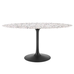 Lippa 60" Oval Terrazzo Dining Table - Black White 