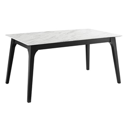 Juxtapose 63" Rectangular Performance Artificial Marble Dining Table - Black White 