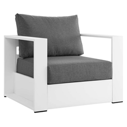Tahoe Outdoor Patio Powder-Coated Aluminum Armchair - White Charcoal 
