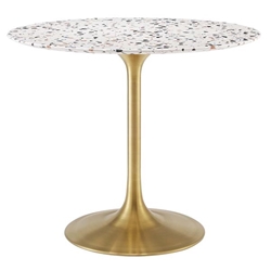 Lippa 36" Round Terrazzo Dining Table - Gold White 