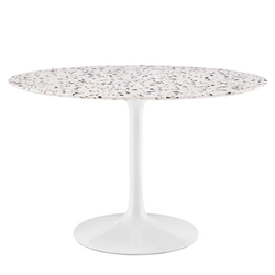 Lippa 48" Round Terrazzo Dining Table - White White 