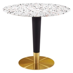 Zinque 36" Round Terrazzo Dining Table - Gold White 