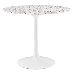 Lippa 36" Round Terrazzo Dining Table - White White 
