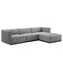 Conjure Channel Tufted Upholstered Fabric 4-Piece Sectional Sofa - Black Light Gray