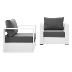 Tahoe Outdoor Patio Powder-Coated Aluminum 2-Piece Armchair Set - White Charcoal 