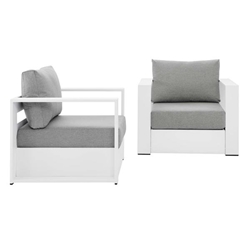Tahoe Outdoor Patio Powder-Coated Aluminum 2-Piece Armchair Set - White Gray 