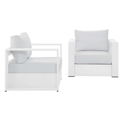 Tahoe Outdoor Patio Powder-Coated Aluminum 2-Piece Armchair Set - White White 
