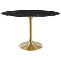 Lippa 48" Oval Artificial Marble Dining Table - Gold Black 