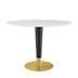 Zinque 42" Oval Artificial Marble Dining Table - Gold White