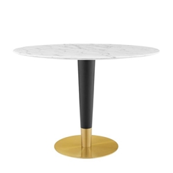 Zinque 42" Oval Artificial Marble Dining Table - Gold White 