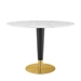 Zinque 42" Oval Artificial Marble Dining Table - Gold White - MOD11450