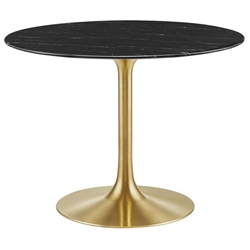 Lippa 40" Round Artificial Marble Dining Table - Gold Black 
