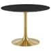 Lippa 40" Round Artificial Marble Dining Table - Gold Black - MOD11457