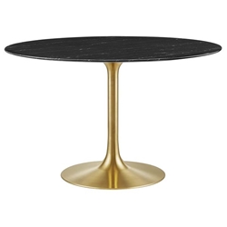 Lippa 48" Round Artificial Marble Dining Table - 29" Tall - Gold Black 