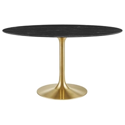 Lippa 54" Oval Artificial Marble Dining Table - Gold Black 