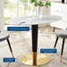 Zinque 48" Oval Artificial Marble Dining Table - Gold White - MOD11469