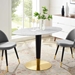 Zinque 48" Oval Artificial Marble Dining Table - Gold White - MOD11469