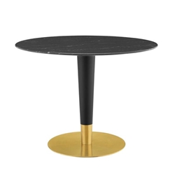 Zinque 40" Artificial Marble Dining Table - Gold Black 