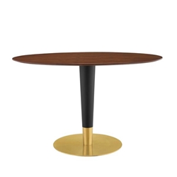 Zinque 48" Oval Dining Table - Gold Walnut 