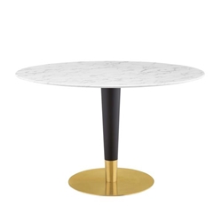 Zinque 47" Artificial Marble Dining Table - Gold White 