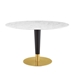 Zinque 47" Artificial Marble Dining Table - Gold White - MOD11489