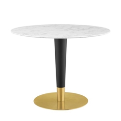 Zinque 40" Artificial Marble Dining Table - Gold White 