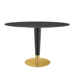 Zinque 48" Oval Artificial Marble Dining Table - Gold Black 