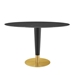 Zinque 48" Oval Artificial Marble Dining Table - Gold Black - MOD11494