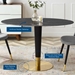 Zinque 48" Oval Artificial Marble Dining Table - Gold Black - MOD11494