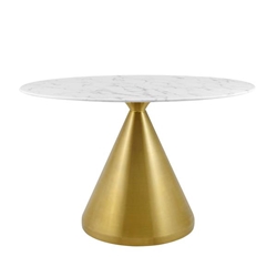 Tupelo 48" Oval Artificial Marble Dining Table - Gold White 