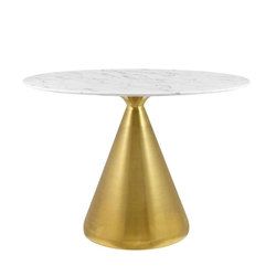 Tupelo 42" Oval Artificial Marble Dining Table - Gold White 