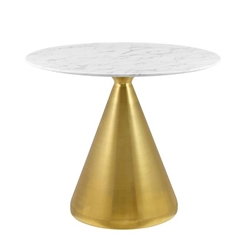 Tupelo 36" Artificial Marble Dining Table - Gold White 