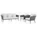 Stance 3 Piece Outdoor Patio Aluminum Sectional Sofa Set - Gray White - MOD11602