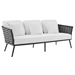 Stance 3 Piece Outdoor Patio Aluminum Sectional Sofa Set - Gray White - MOD11602