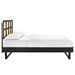 Sidney Cane and Wood King Platform Bed With Angular Legs - Black - MOD11607