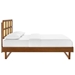 Sidney Cane and Wood King Platform Bed With Angular Legs - Walnut - MOD11608