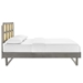 Sidney Cane and Wood Queen Platform Bed With Angular Legs - Gray - MOD11623