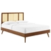 Kelsea Cane and Wood Full Platform Bed With Splayed Legs - Walnut - MOD11712