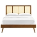 Kelsea Cane and Wood Full Platform Bed With Splayed Legs - Walnut - MOD11712