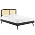 Sierra Cane and Wood Full Platform Bed With Splayed Legs - Black