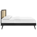 Kelsea Cane and Wood Full Platform Bed With Splayed Legs - Black - MOD11714