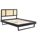 Kelsea Cane and Wood Full Platform Bed With Angular Legs - Black - MOD11715