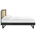 Kelsea Cane and Wood Full Platform Bed With Angular Legs - Black - MOD11715
